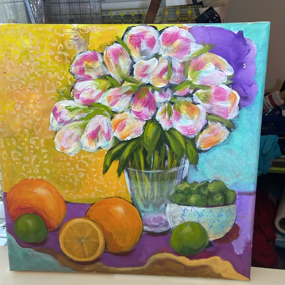 Hand Crafted Tulip Still Life with Bold Hues Vibrant Bloom: Tulip Still Life - Picture 7 of 7